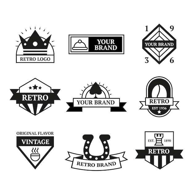 Different retro logos collection