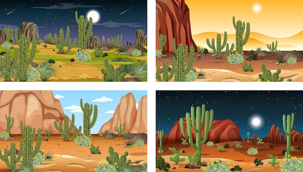 Different scenes with desert forest landscape