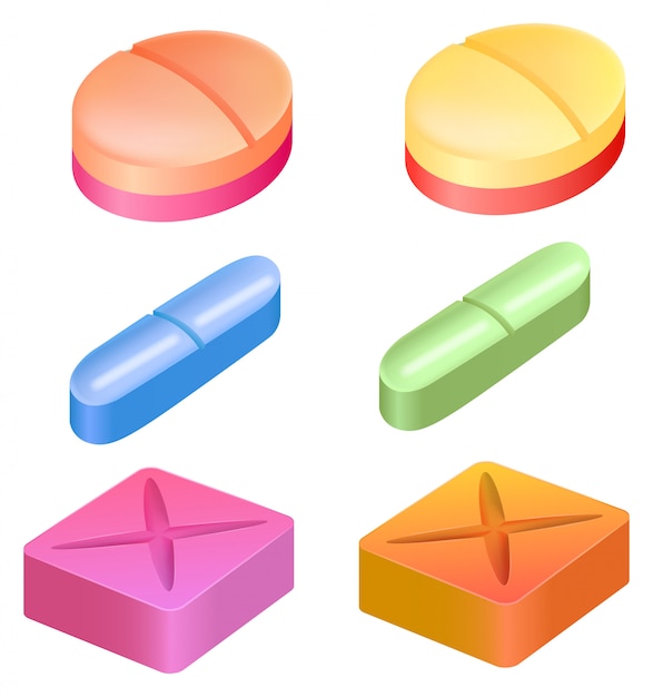 Different shapes of medicinal pills