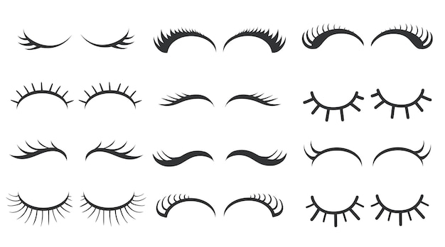 Free vector different simple styles of eyelashes  illustration