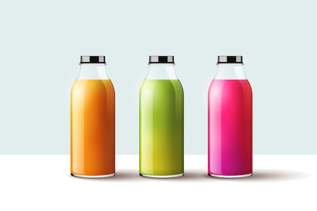 Free Vector different smoothies bottles collection