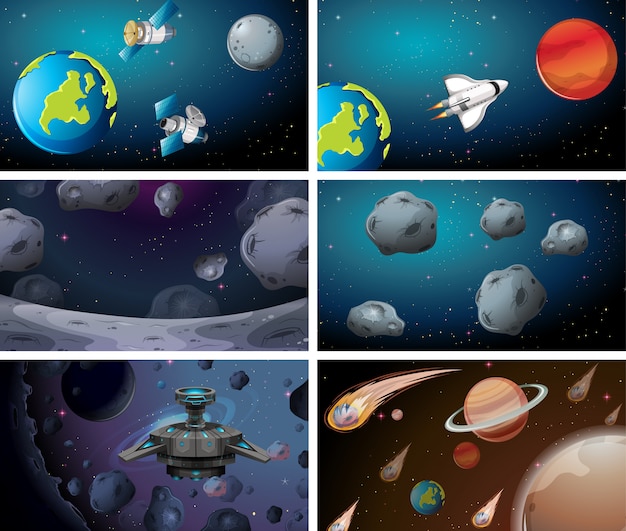 Free Vector different space scenes