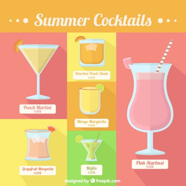 Free Vector different summer cocktails