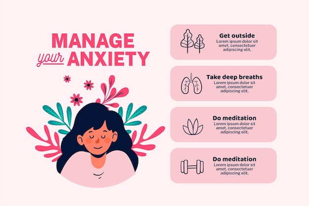 Free Vector different tips for anxiety infographic