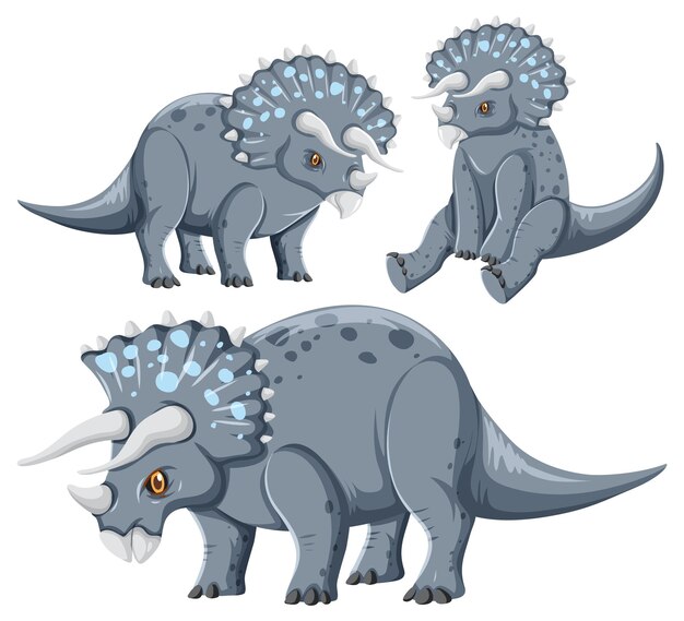 Different triceratops dinosaur collection