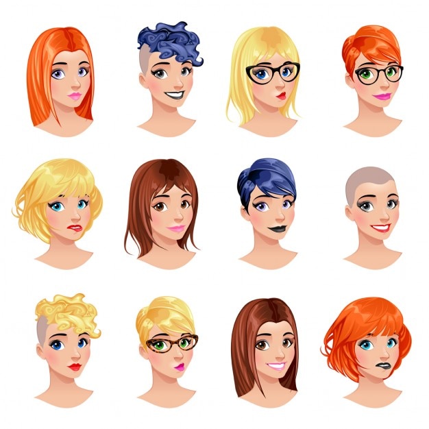 Free vector different types of hairstyle