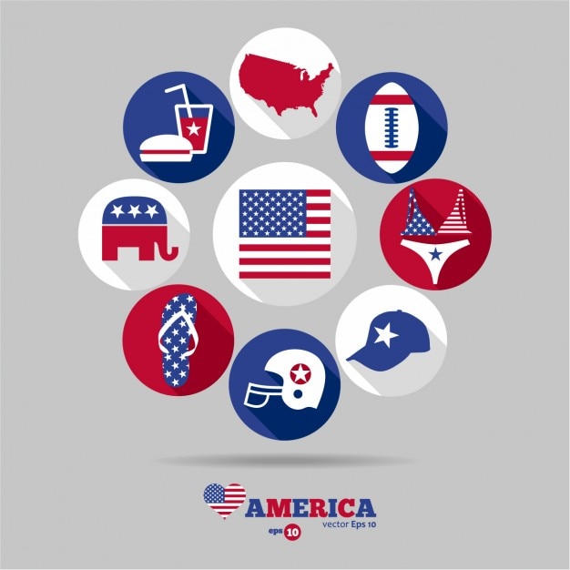 Free Vector different usa symbols collection