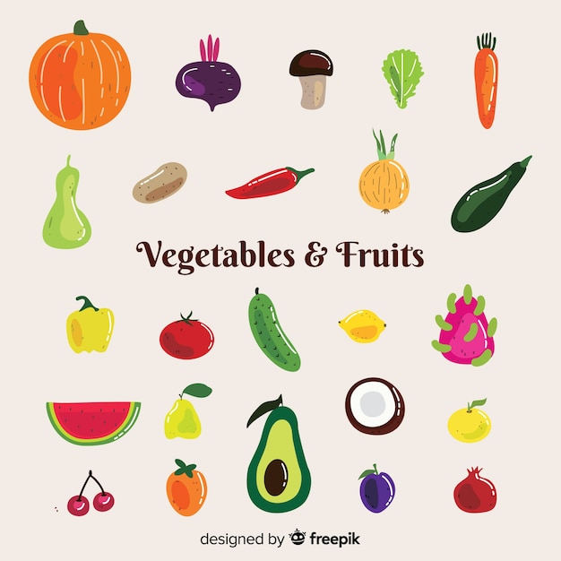 Different vegetables and fruits pack