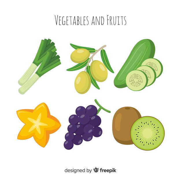 Different vegetables and fruits pack