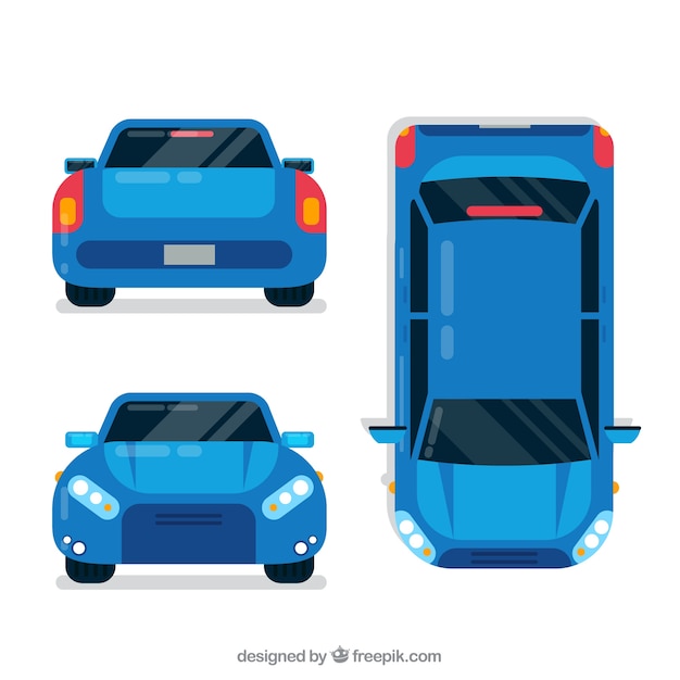 Different views of blue car