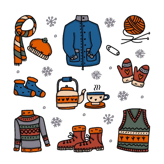 Free Vector different winter clothes pack