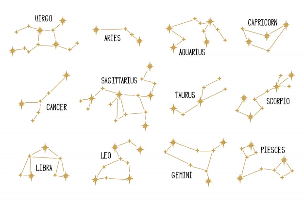 Different zodiac constellations set