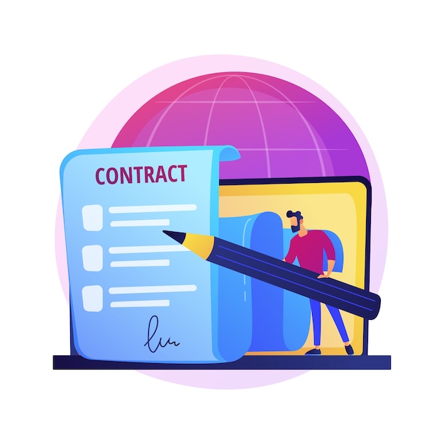 Free Vector digital agreement signing. online document, contract signing, computerized business deal. businessman, partners using electronic signature 