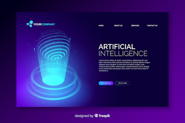 Free Vector digital artificial intelligence landing page