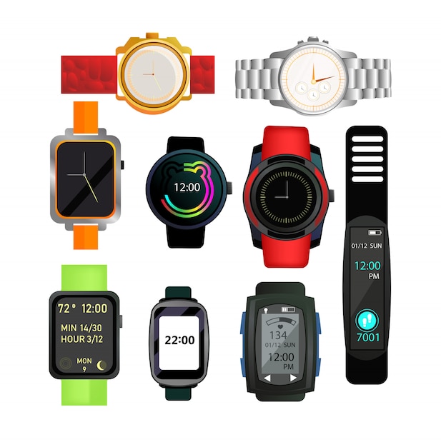 Free vector digital and automatic watches set