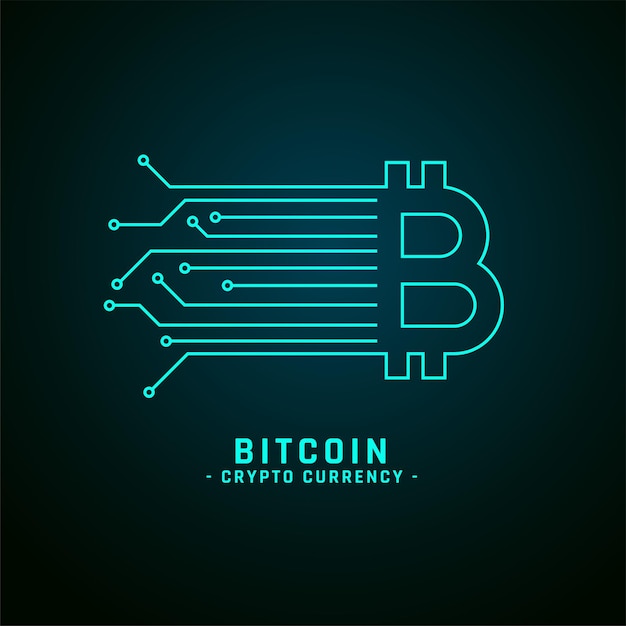 Digital bitcoin technology neon style background