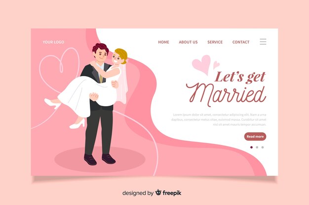 Digital concept for wedding landing page