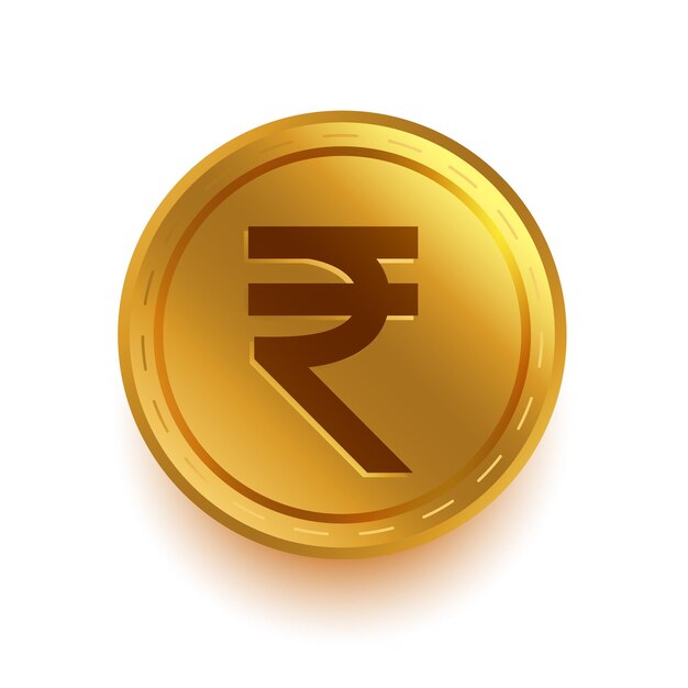 Digital currency indian rupee symbol on golden coin