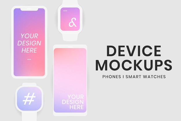 Digital device screen mockup vector illustration set