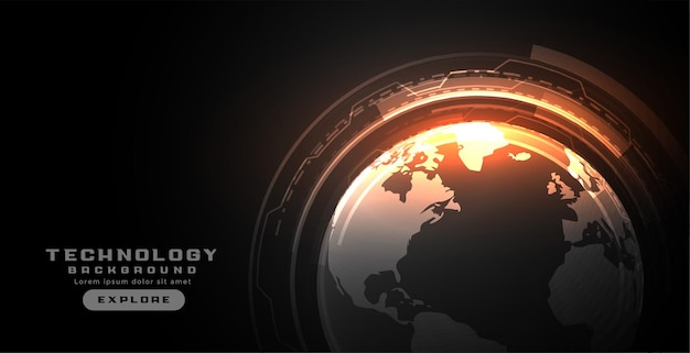 Free Vector digital earth concept with circuit diagram