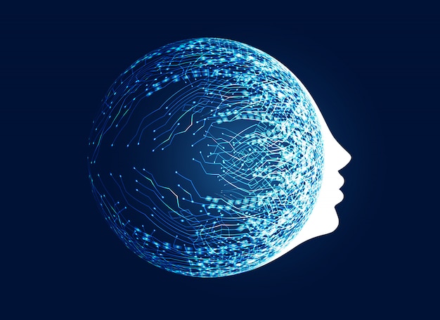 digital face with circuit network concept