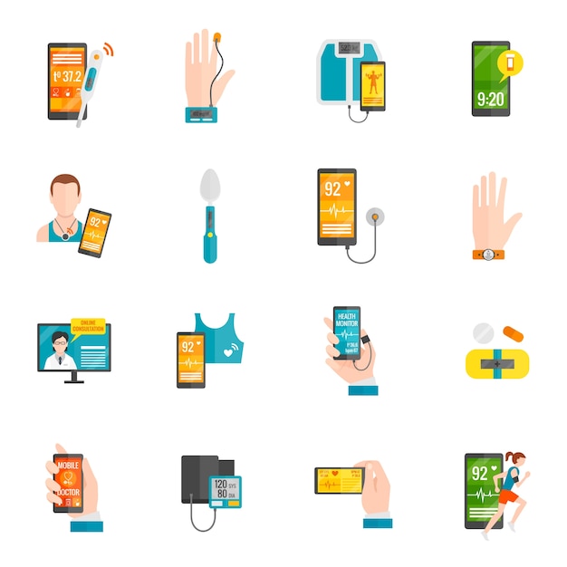 Digital Health Flat Icons