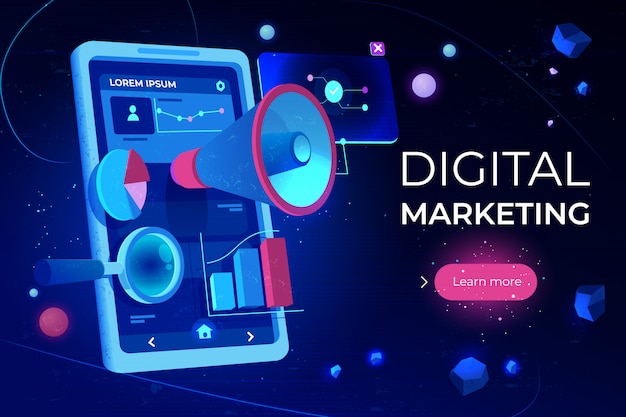 Free Vector digital marketing landing page