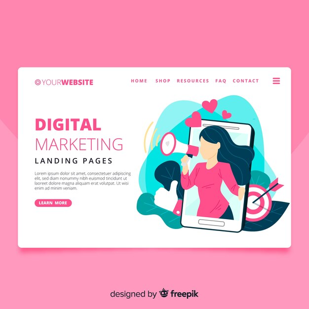 Digital marketing landing page