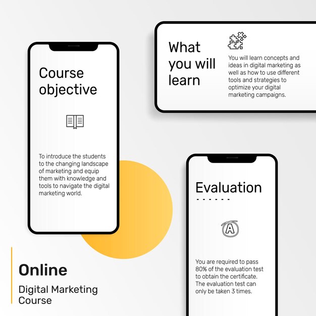 Digital marketing presentation template with mobile phone