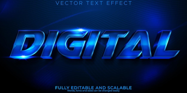 Free vector digital metallic text effect editable techno and space text style