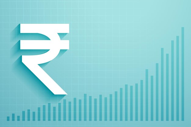 Digital money inr indian rupee trading concept background