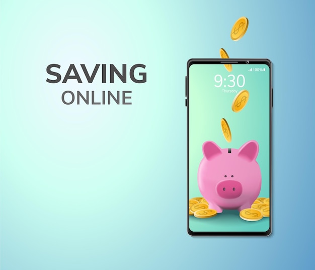 Digital Money Online saving or deposit concept blank space on phone