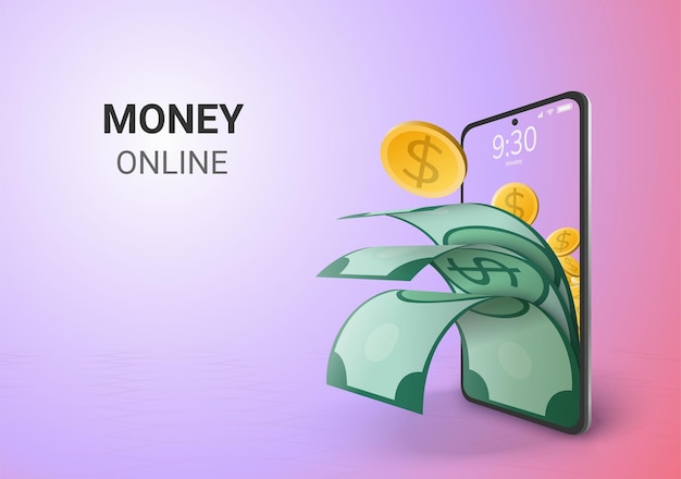 Free vector digital money online saving or deposit concept blank space on phone