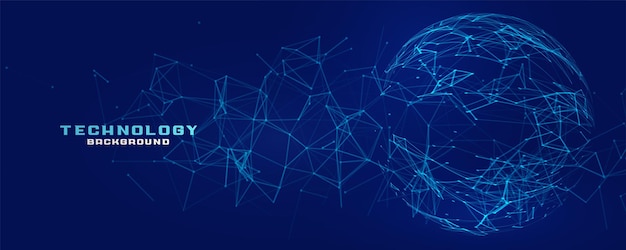 Digital network mesh sphere technology banner