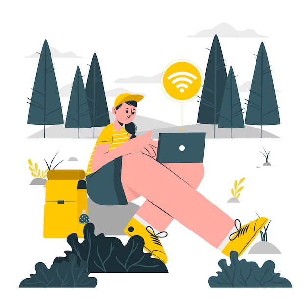 Free Vector digital nomad concept illustration