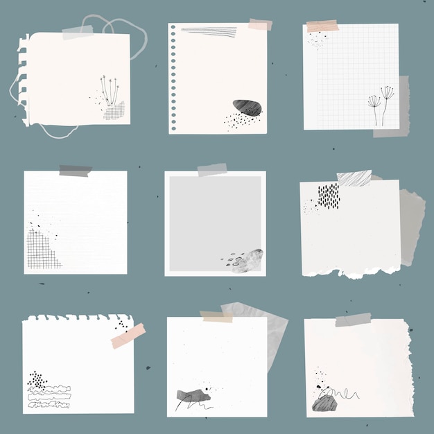 Free vector digital note vector element set with memphis drawing