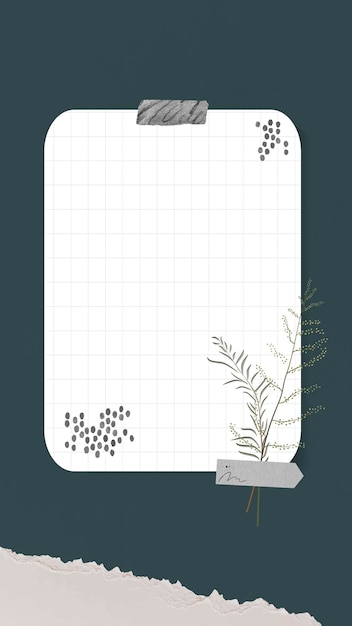 Digital note vector instant photo frame collage with grid paper