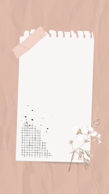 Digital note vector paper note collage with flowers