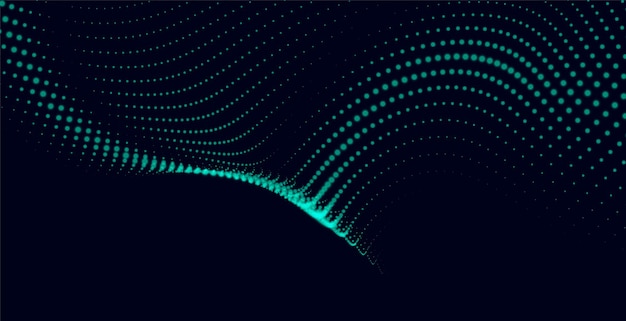 Free Vector digital particle waves abstract green background