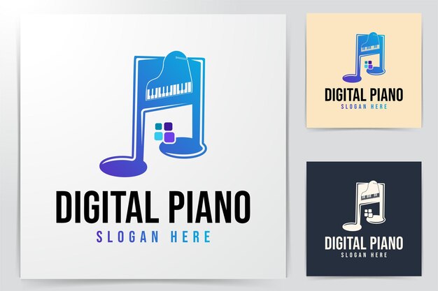 Digital piano note logo Ideas. Inspiration logo design. Template Vector Illustration. Isolated On White Background