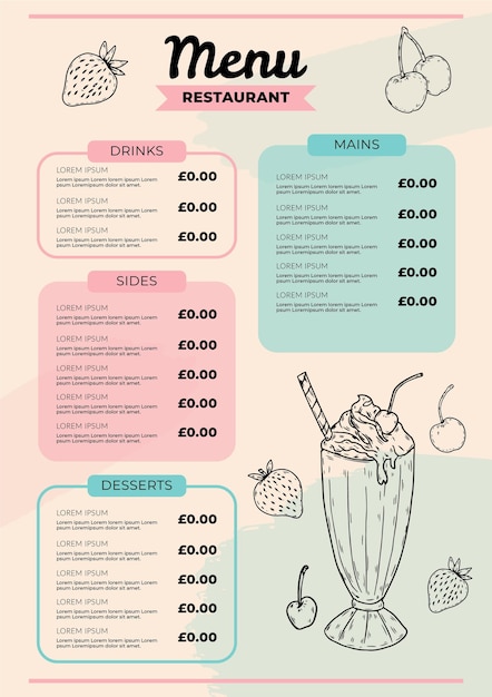 Digital restaurant menu design