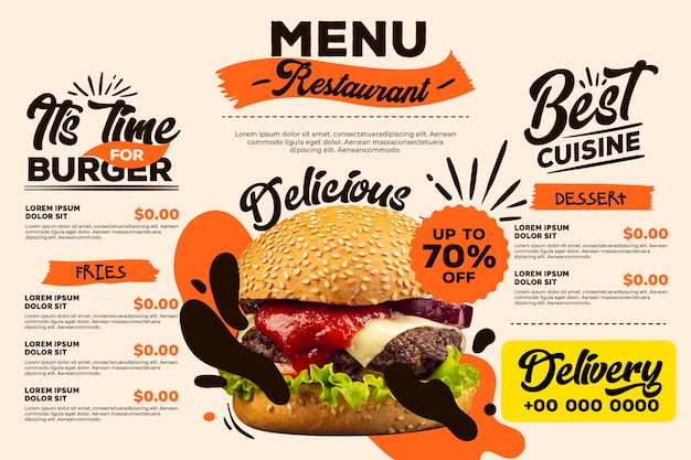 Free vector digital restaurant menu style