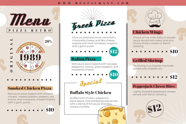 Free Vector digital restaurant menu template