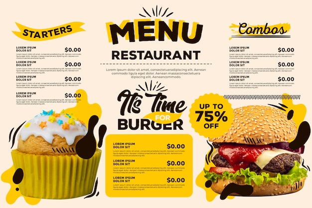 Digital restaurant menu with discount