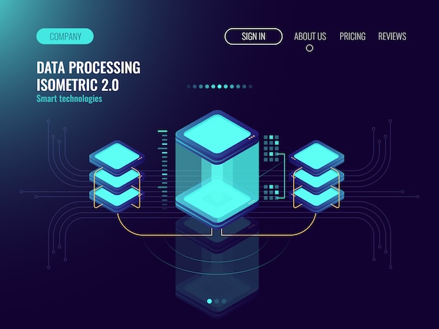 Free Vector digital science concept, server room, cloud storage, data exchange, computer memory