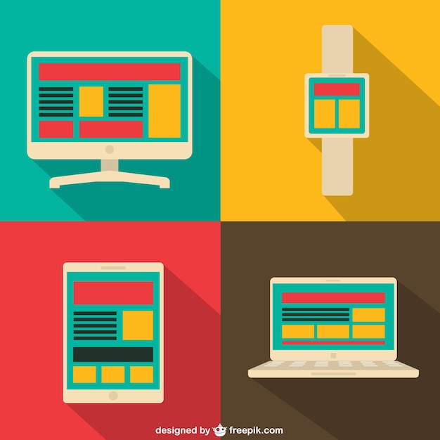 Digital screens in flat design