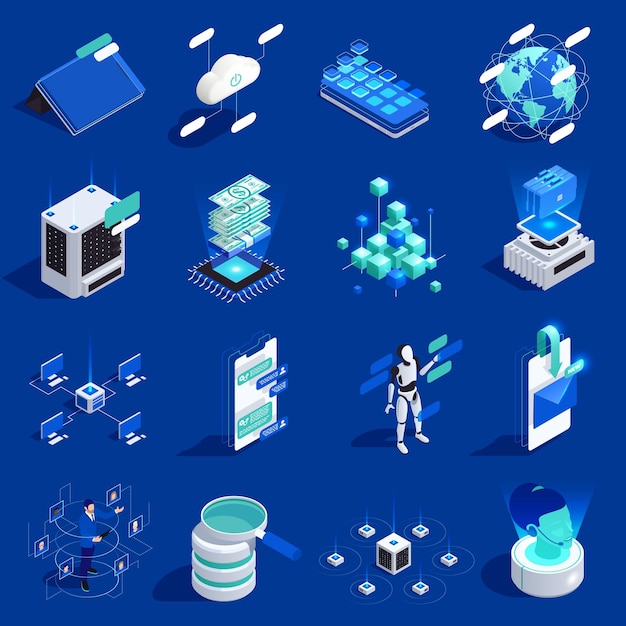 Digital Transformation Isometric Icons