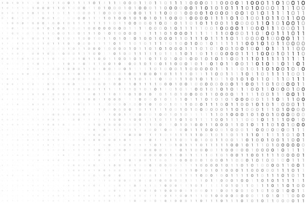 Digital white background with binary code numbers