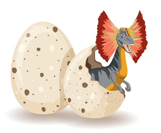 Free Vector dilophosaurus hatching from egg