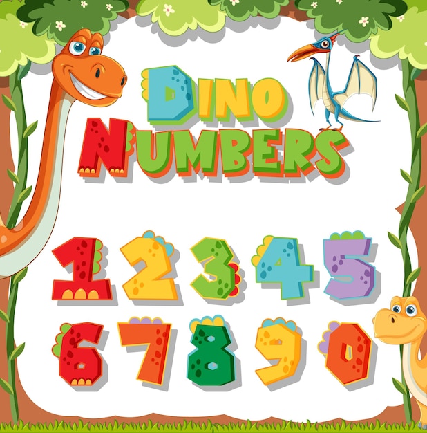 Free Vector dino numbers educational illustration